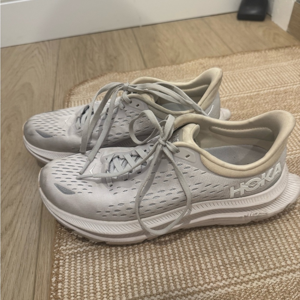 Hoka Women's Cream and Gray Athletic Shoes
